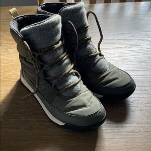 Sorel Olive Green and Gray Women's Winter Lace-Up Boots